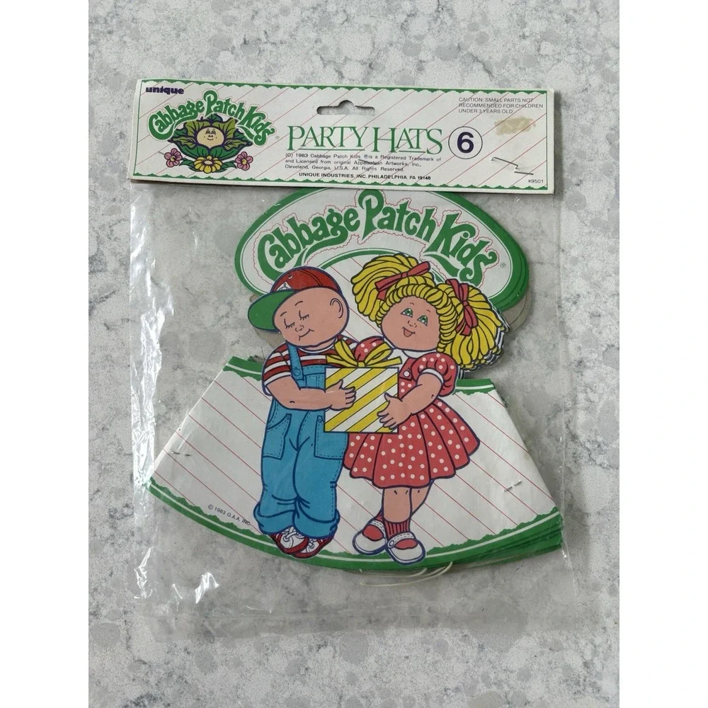 Vintage Cabbage Patch Kids (6) Party Hats Unique 1983‎ NOS